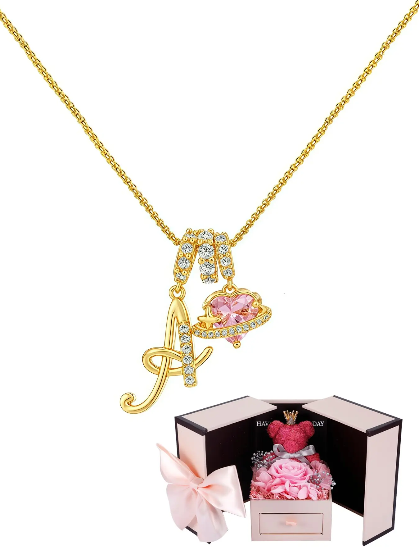 Initial Cz Birthstone Heart Necklace, Elegant Letter Chain, Personalized Jewelry Gift, Ideal for Wife, Girlfriend, Sister, Mom