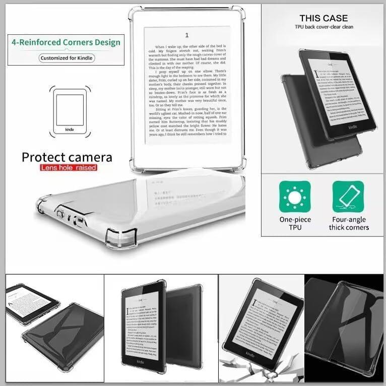 Clear Case for 6.8" Kindle Paperwhite 11th Generation 2021 and Signature Edition TPU  Cover, Bumper Corners Slim Protective Case for 11th Gen Kindle Paperwhite- Transparent (Transparent)