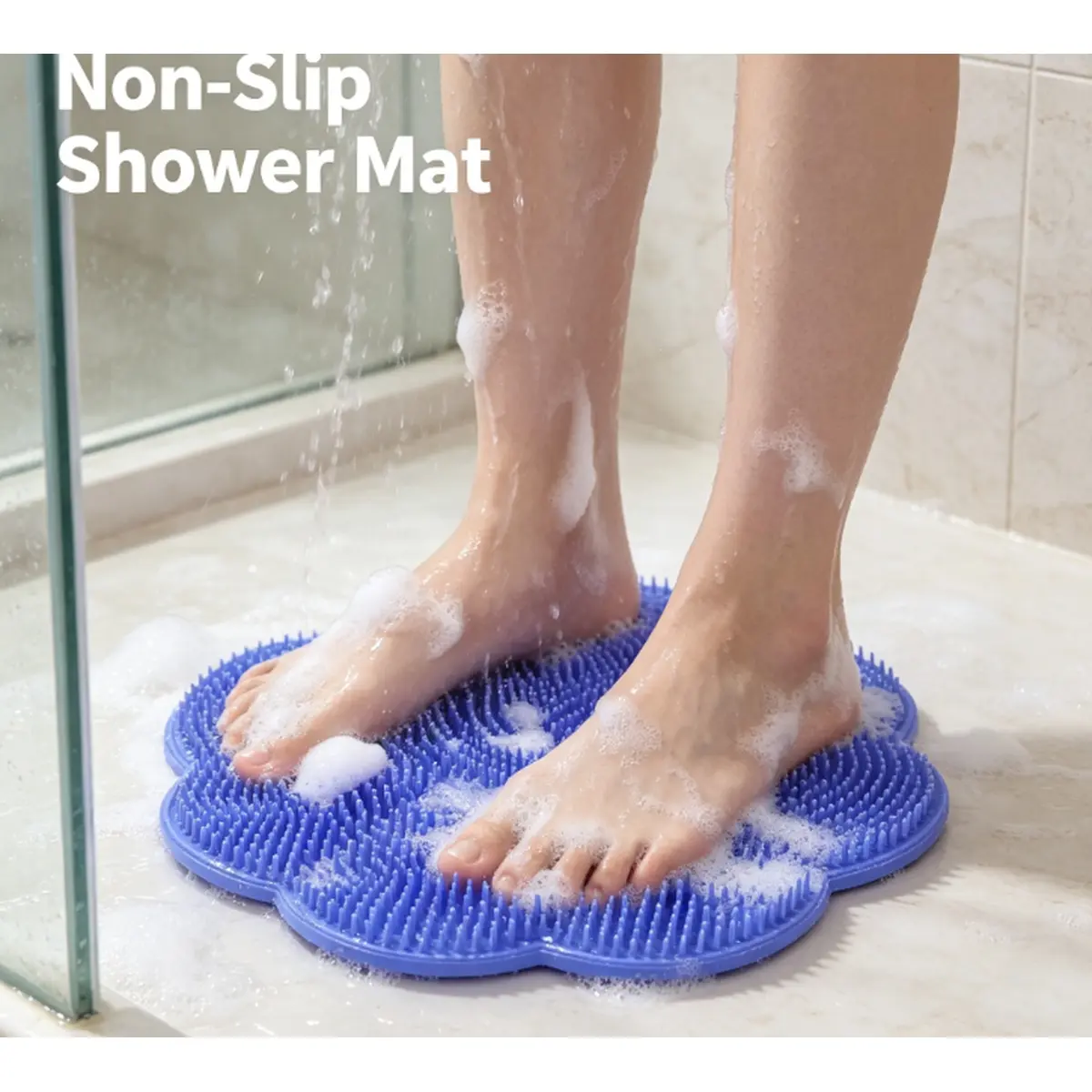 Reusable Shower Skin Polishing Pad, Suction Base Fixable Exfoliating Mat for Full Body Cleansing, Household Bath Supply