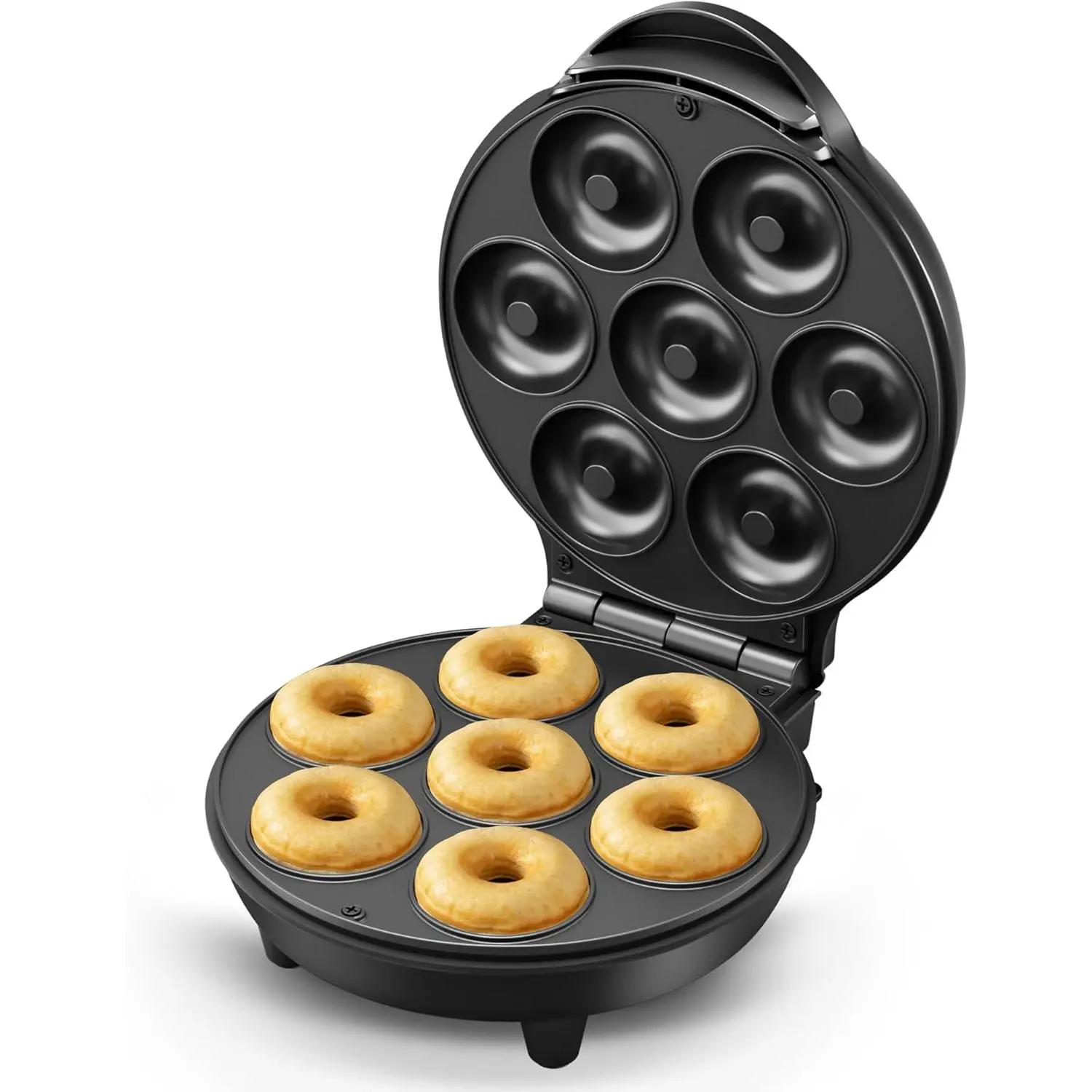 7-Slots Compact Mini Donut Waffle Cake Maker, Multi-Functional Small Size Home Baking Machine for Home Bakers, Breakfast Snacks