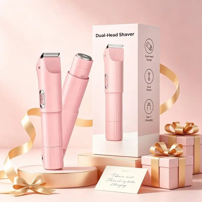 Women's Dual-Head Electric Razor, 2-In-1 Wireless Body Hair Trimmer, Pain-Free Bikini Trimmer, USB Rechargeable, Portable Beauty Kit
