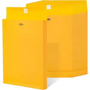Expandable Manilla Envelopes 9 x 12 with Reusable Clasp and Gummed Seal 25 Pack, 180 GSM Large Capacity Manilla Folders 8.5 x 11 Mailing Envelopes for Home School Office Filing and Storing