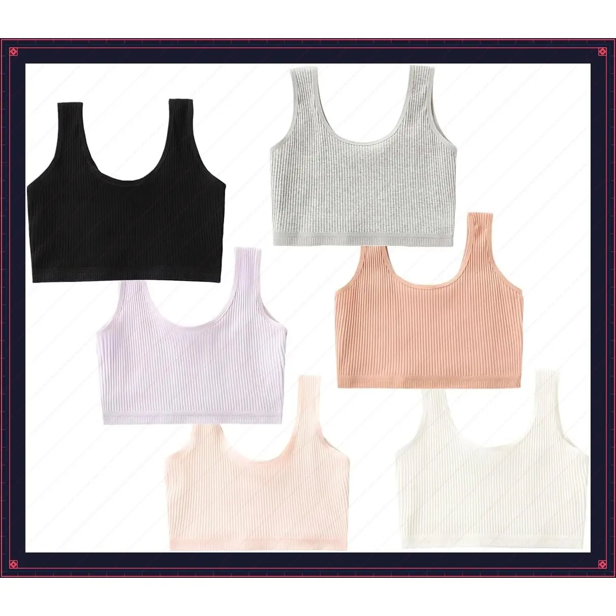 Cotton Training Bras for Girls Seamless Cami Bralettes Sports Striped VestGift