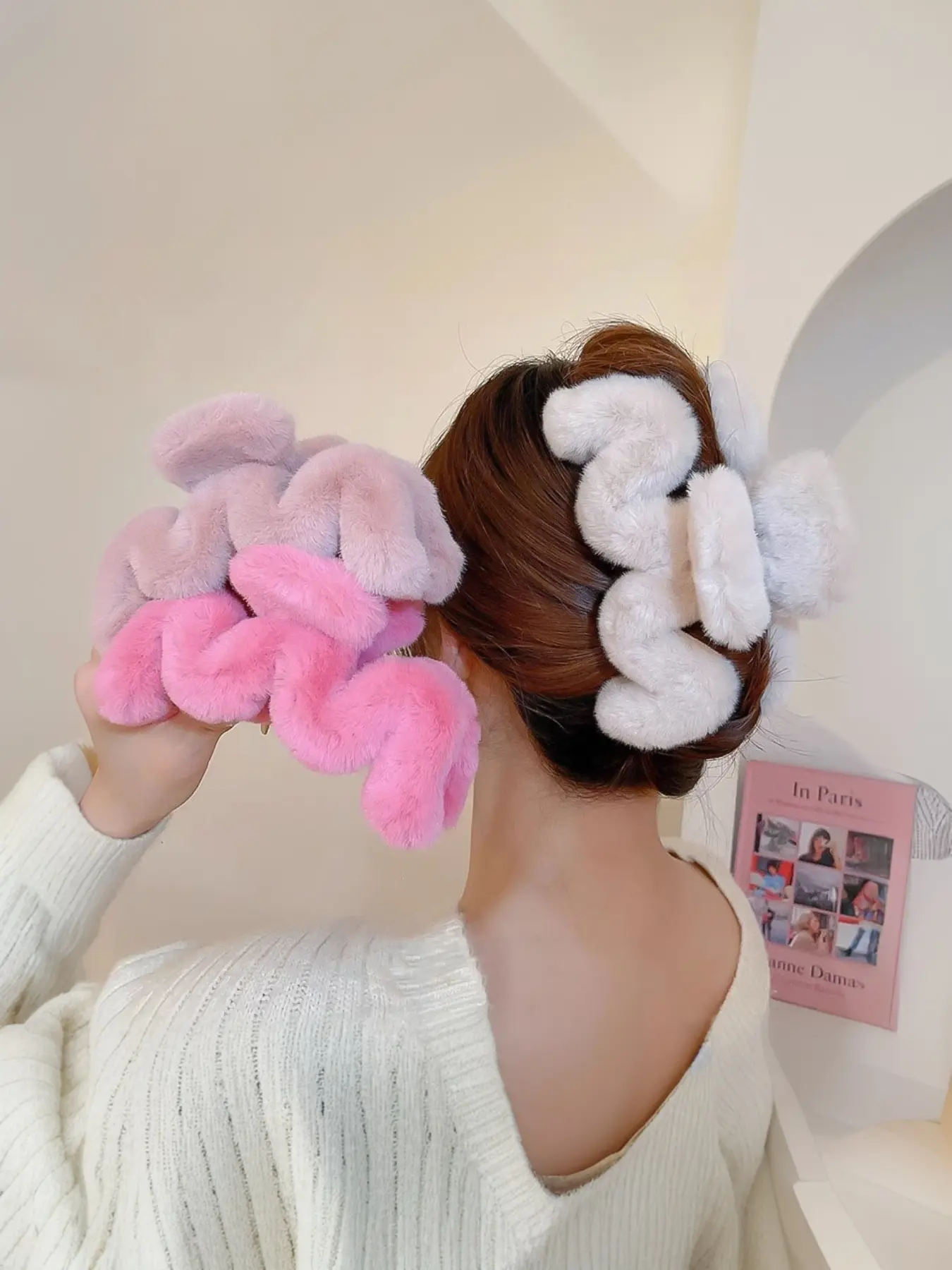 Large Plush Cloud Hair Clip, Sweet Dopaemon Style, Autumn Winter Shark Clip, Multiple Hair Volume, Cute Back-Of-Head Design, Cute Hair Clips