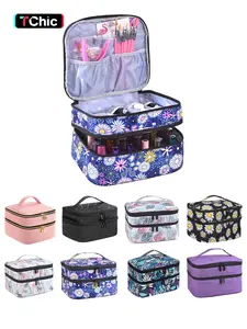 Nail Polish Organizer- Holds 30 Bottles Nail Supply Organizers and Storage Double-layer Nail Bag Organizer Case Nail varnish Organizer Nail Polish Storage Bag with Handle Makeup Storage Bag Cosmetics Organizer Cosmetic Pouch