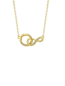 18k Gold Plated Interlocking Infinity Necklace, Sparkling Zircon, Minimalist Eternal Love Jewelry, Perfect Gift for Women