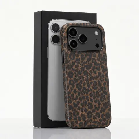 MagSafe Compatible Retro Brown & Black Leopard Print Dual-Layer 2-in-1 Hard Shell Shockproof Anti-Drop Cellphone Case Casing - For iPhone 18/17/16/15/14/13/12/11 Pro Max/Plus/Pro Smartphone Cover for Devices, Stylish Protective Birthday Gift