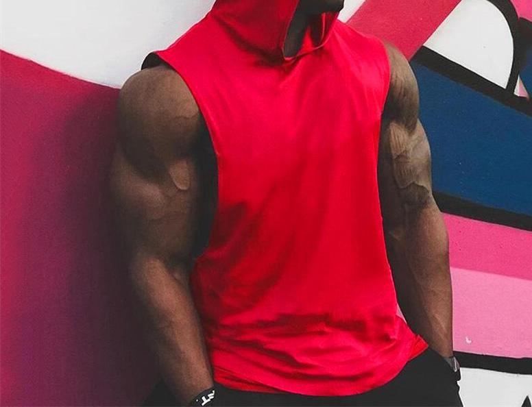 Summer Hooded Gym Clothing Mens Fitness Tank Top Plain Cotton Bodybuilding Hoodie Sleeveless Shirt Muscle Vest Sports Undershirt