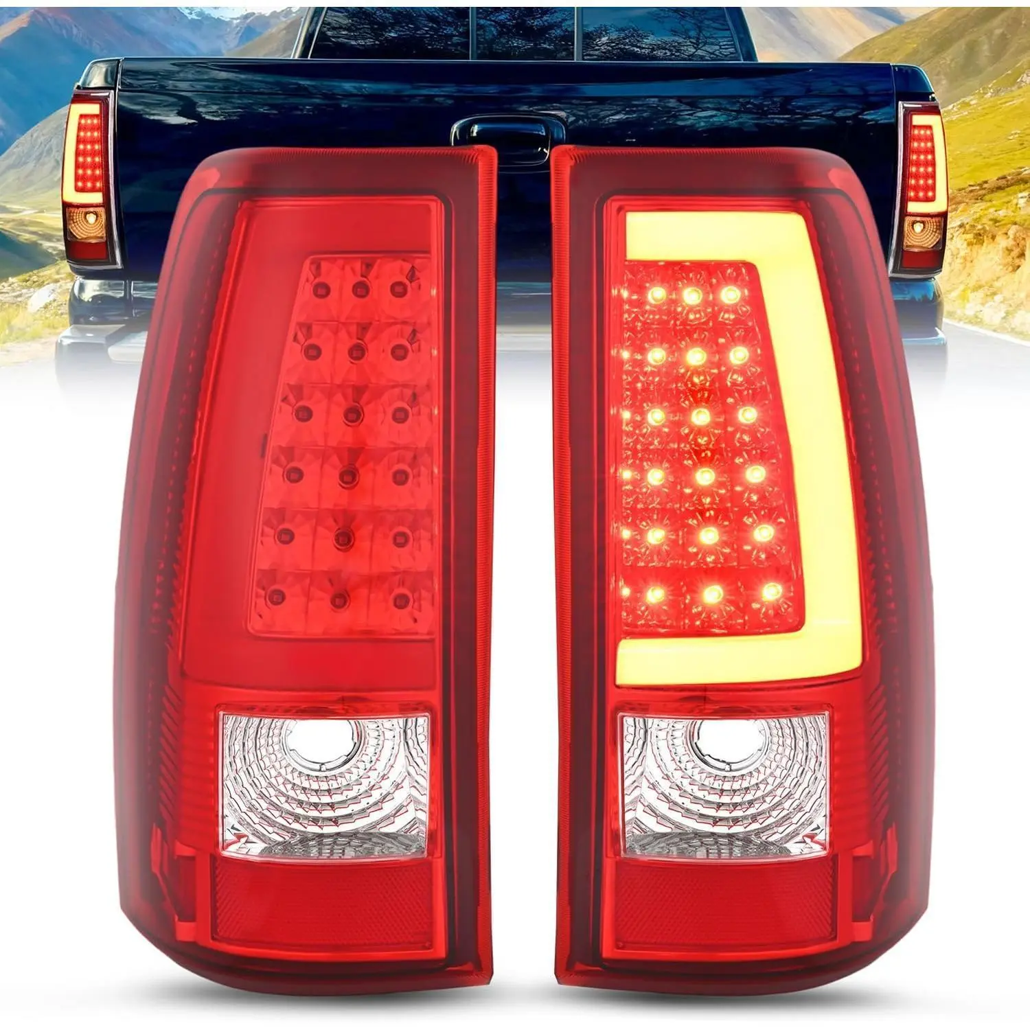 Nilight 1-Pair High-Impact LED Tail Light Assembly for Chevy Trucks - Brightening Brake Signal, Long-Lasting Polycarbonate, Fleetside Fit, Compatible with 2003-2006 Silverado 1500/1500HD/2500/2500HD/3500 & 2007 3500 Classic (Replaces Incandescent Type)