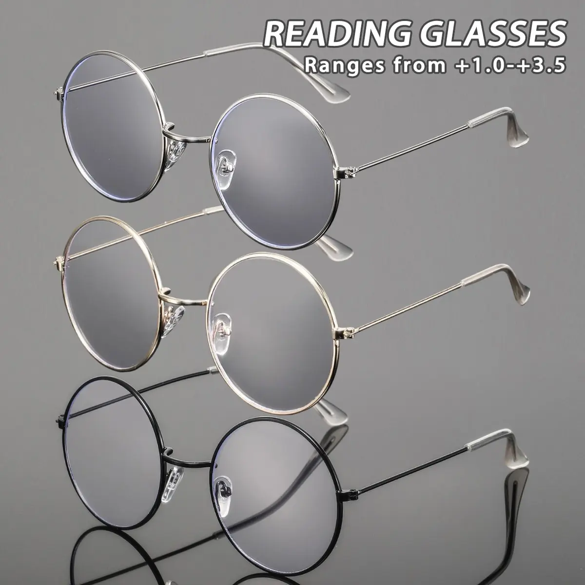 Men's Metal Round Reading Glasses, Casual Small Simple Artistic Style, Fashionable Presbyopic Eyewear for Daily Commute, Reading Eyeglasses