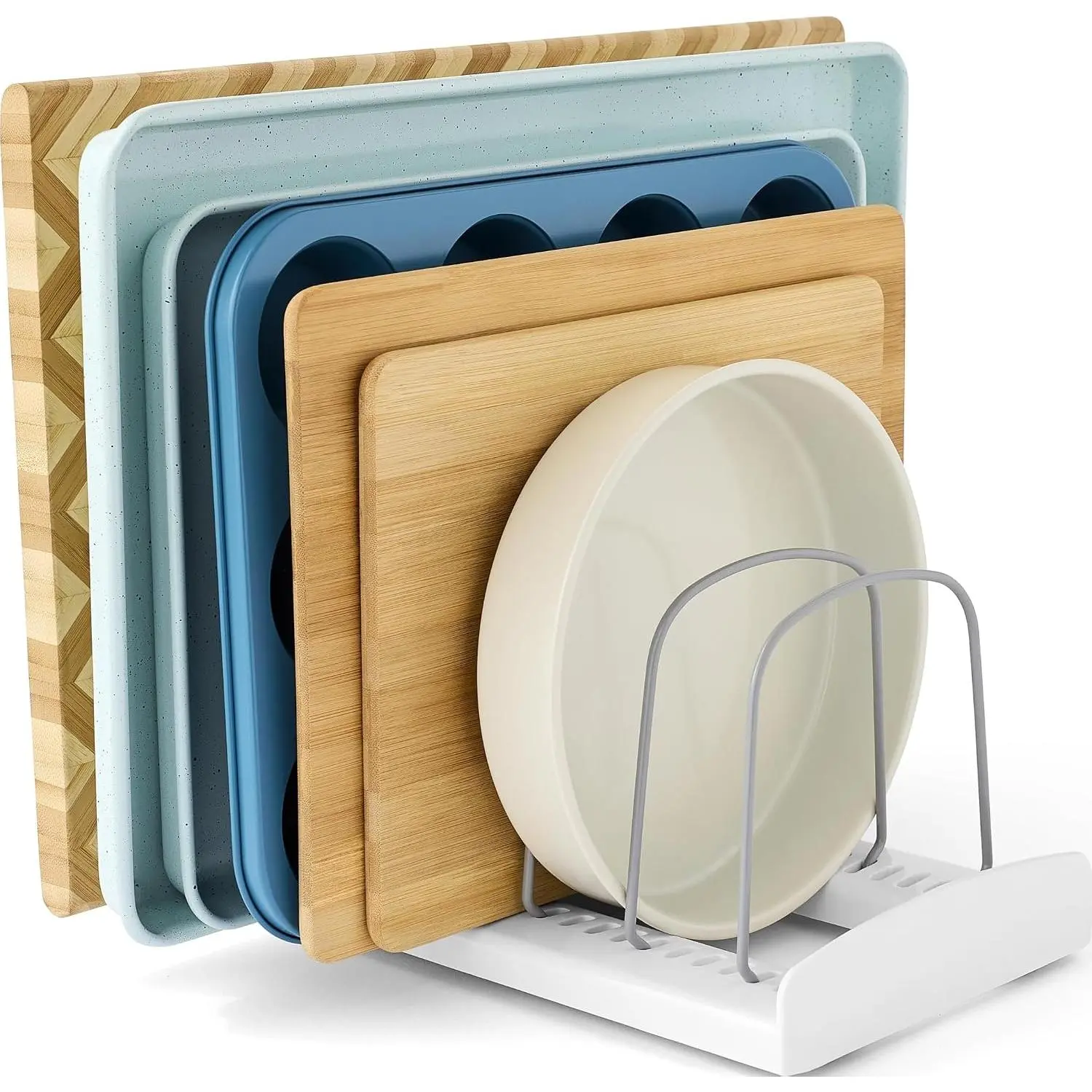 Bakeware Rack, Adjustable Dividers, Baking Pan Organizer