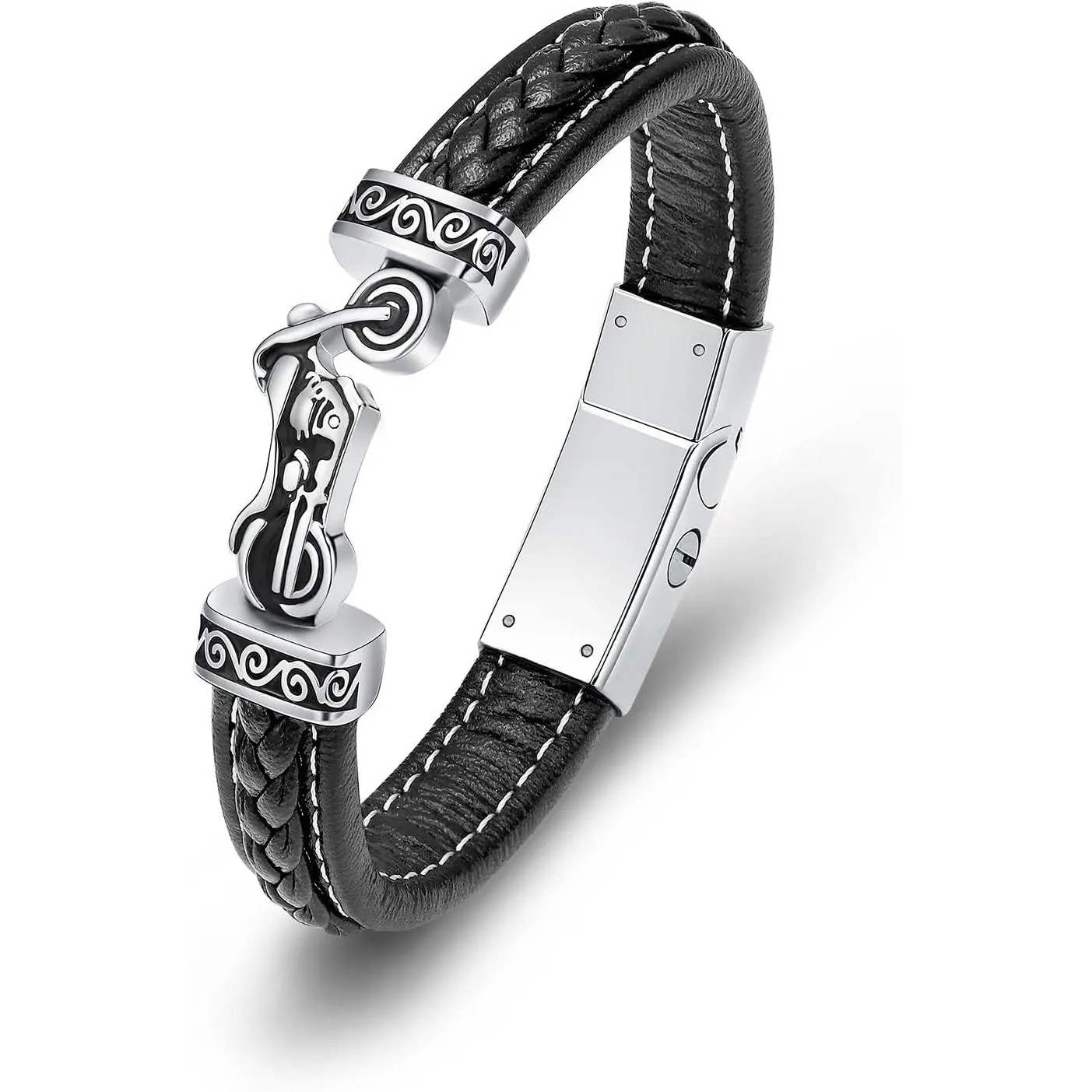 Cremation Bracelet for Ashes for Men Braided Leather Wristband Cuff Bangle Memorial Urn  Motorbike Racer Funeral