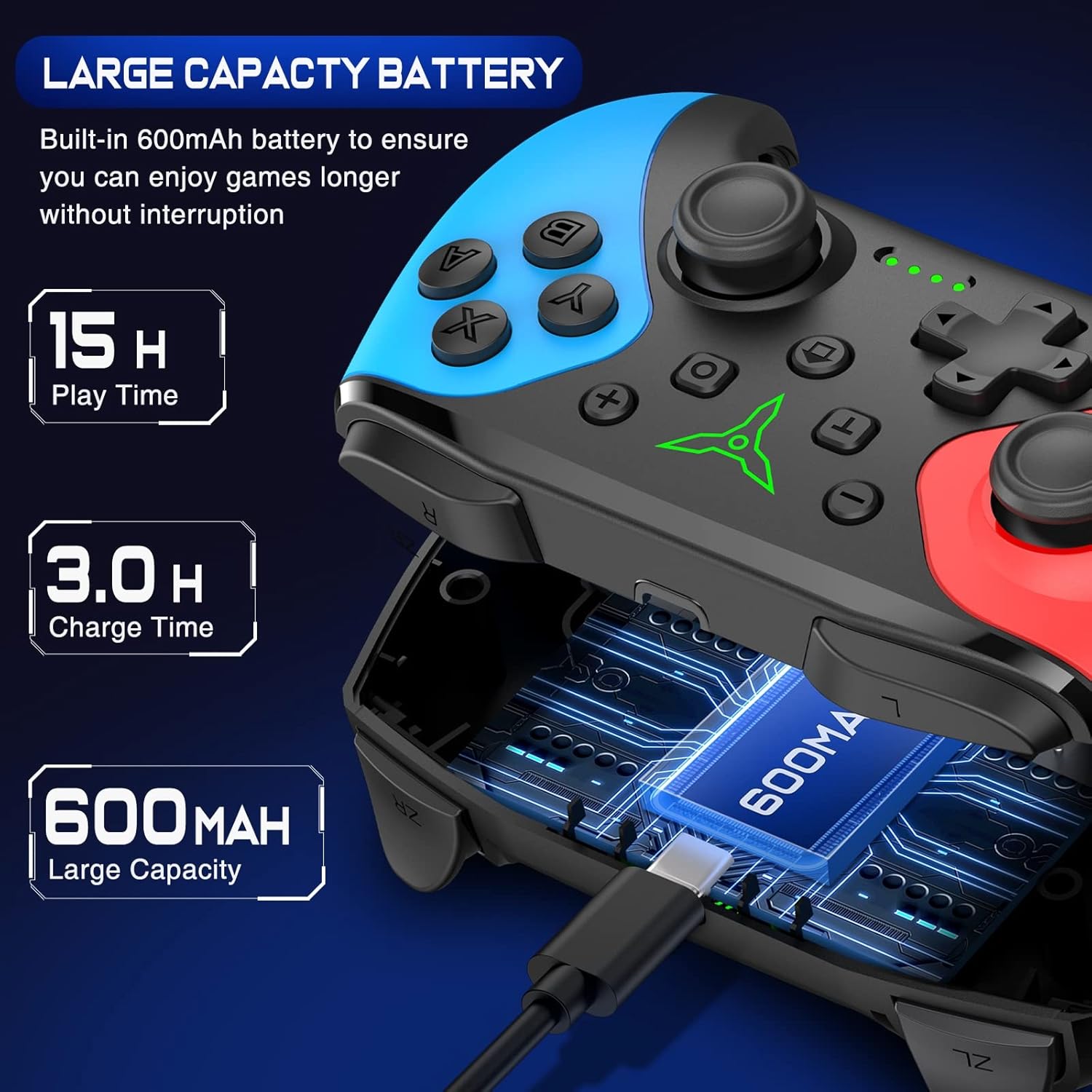 Wireless Switch Controller for Switch/Lite/OLED Controller, Switch Controller with a Mouse Touch Feeling on Back Buttons, Extra Switch Pro Controller with Wake-up,Programmable, Turbo Function