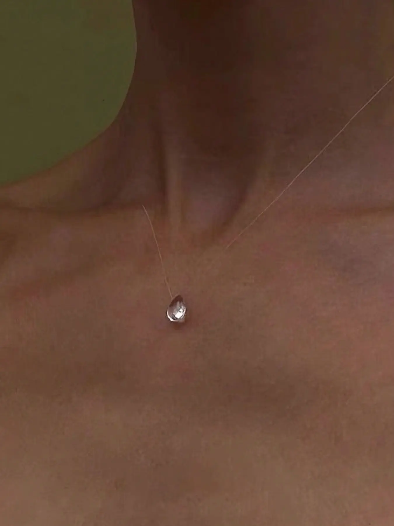 Women's Summer Necklace, Ultra Thin Invisible Fish Thread Choker Necklace With Single Floating Teardrop Clear CZ Crystal Quiet Luxury Neutral Lightweight Stackable Minimal Delicate Transparent Sparkly Statement Collar Jewelry For Women