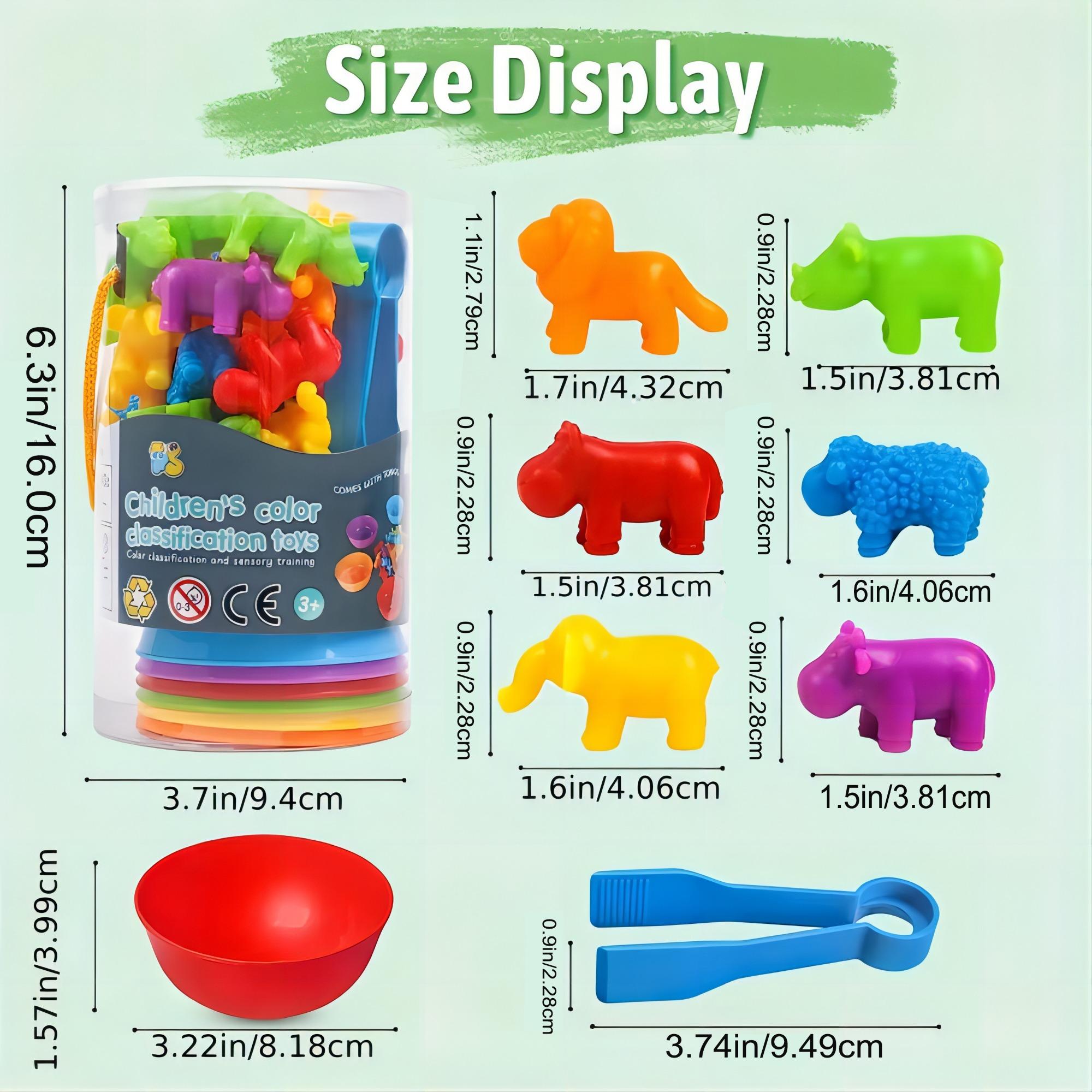 Counting Animal Toys Matching Game with Sorting Bowls, Preschool Learning Activities, Montessori Sensory Fine Motor Toys Set for Math Color Sorting, Shape Sorter