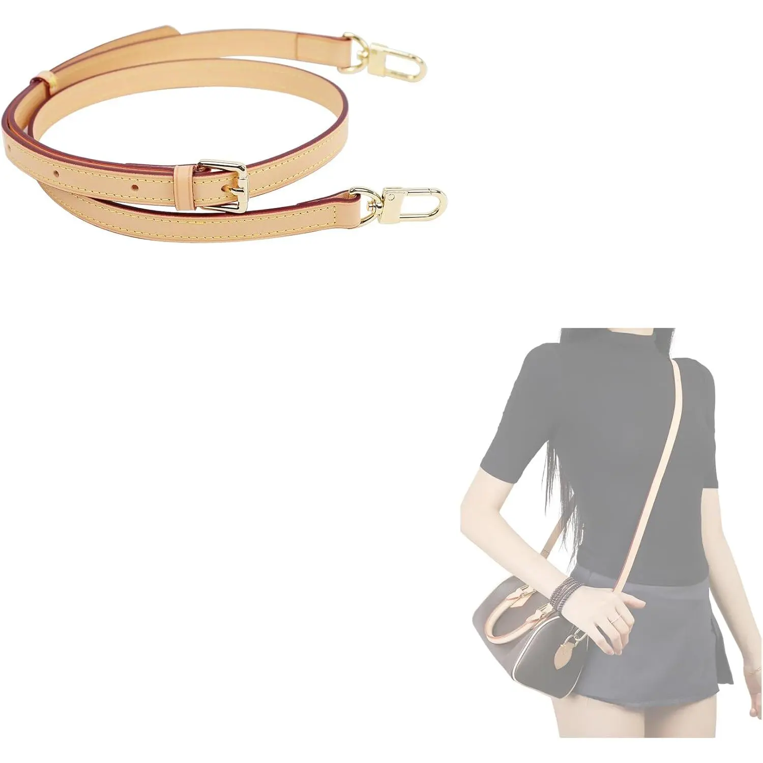 Natural Vachetta Leather Replacement Shoulder Strap for Speedy Bags – Handmade Adjustable Crossbody Strap
