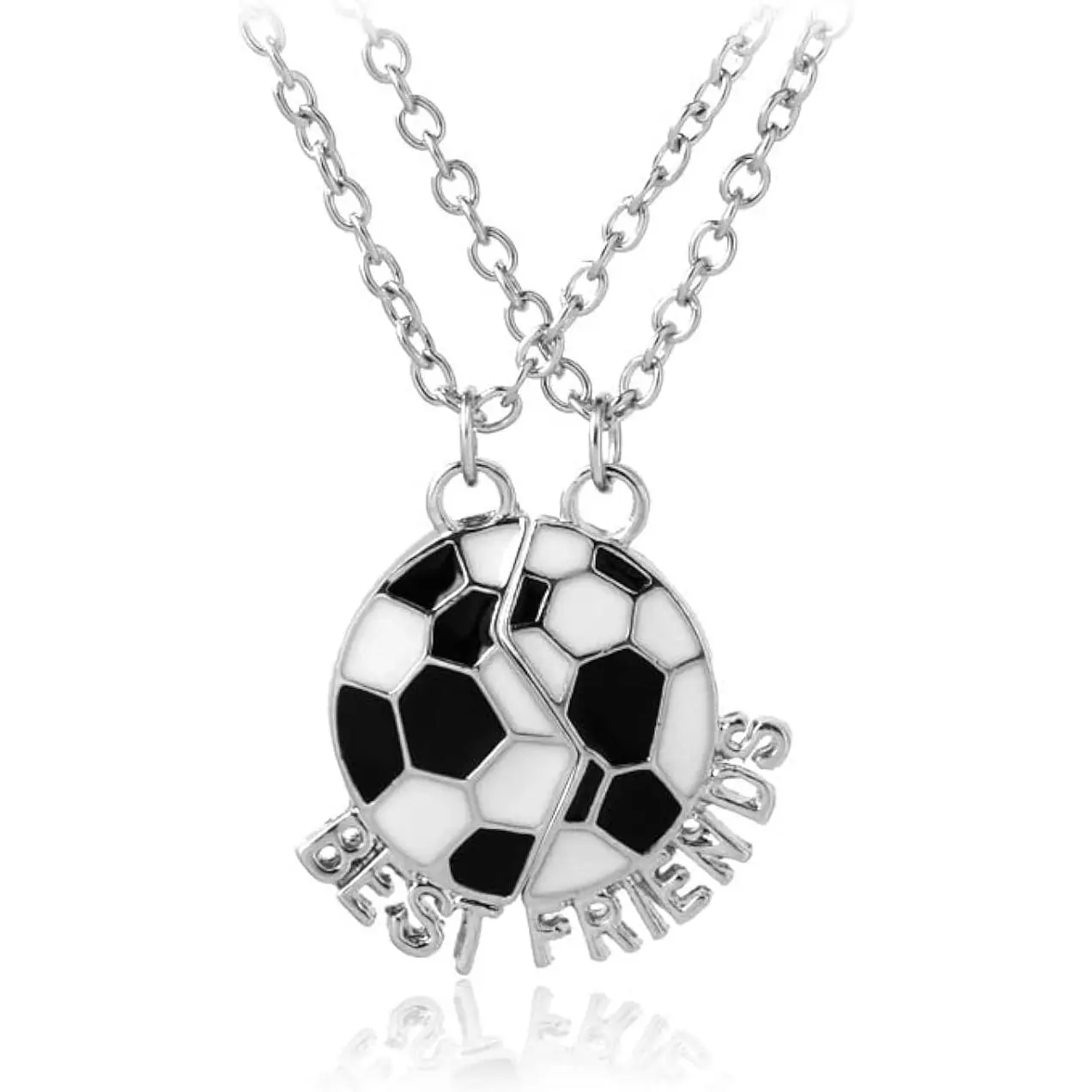 BFF Gifts Necklace for 2 Matching Friendship Necklaces for 2   Soccer Necklace for BFF   Football  Necklaces for Bestie