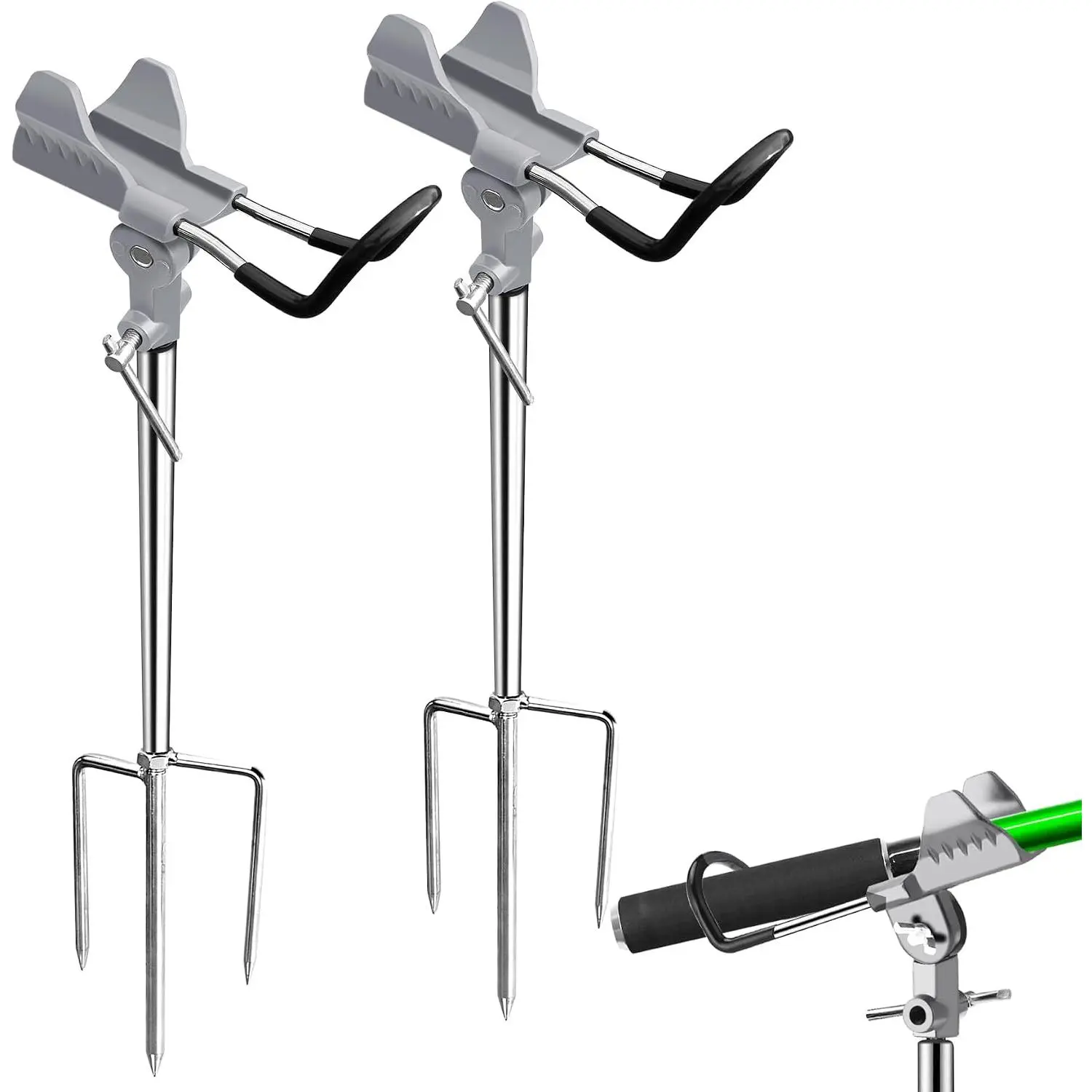 Fishing Pole Holders for  Fishing, 360  Rotation Fishing Rod Holders, Multifunctional Stainless Steel Beach Fishing Rod Holder Fishing Gifts for Men(2 Pack )