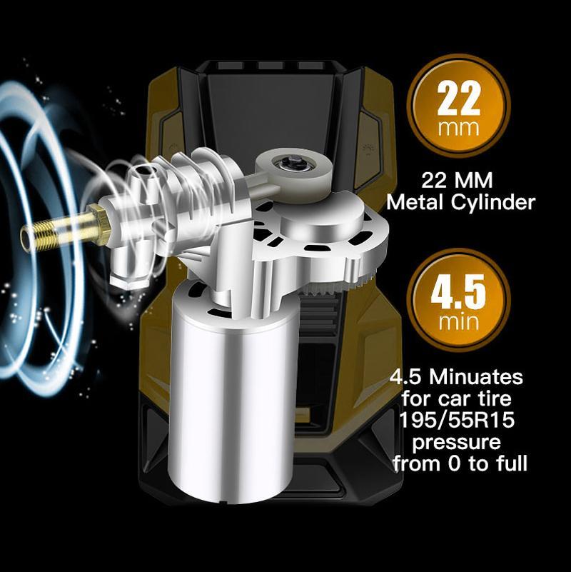 AC/DC 12V  Portable Compressor Electric Car Compressor with LED Car Tyre Inflator Pump Dual-Purpose Suitable for Car Motorcycle
