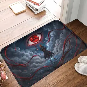Mysterious Warrior Eye Rug Anime Red Eye Ninja Print Design Soft Non Slip Washable Floor Decor Perfect for Bedroom Living Room Game Room Office Gift