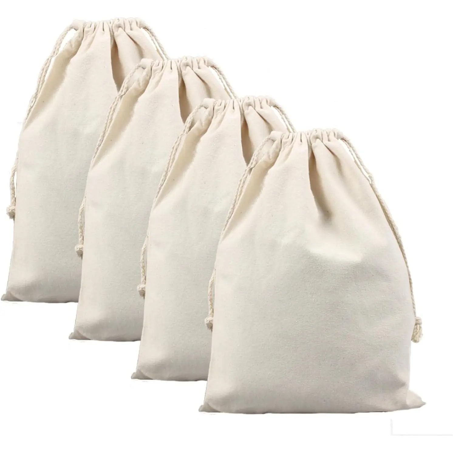 4 Pack Large Christmas Bags Drawstring Canvas 18"x26.8" Blank Christmas Gifts Santa Sack Bags DIY   Burlap Xmas  Heavy Duty Laundry Bag with Drawstring