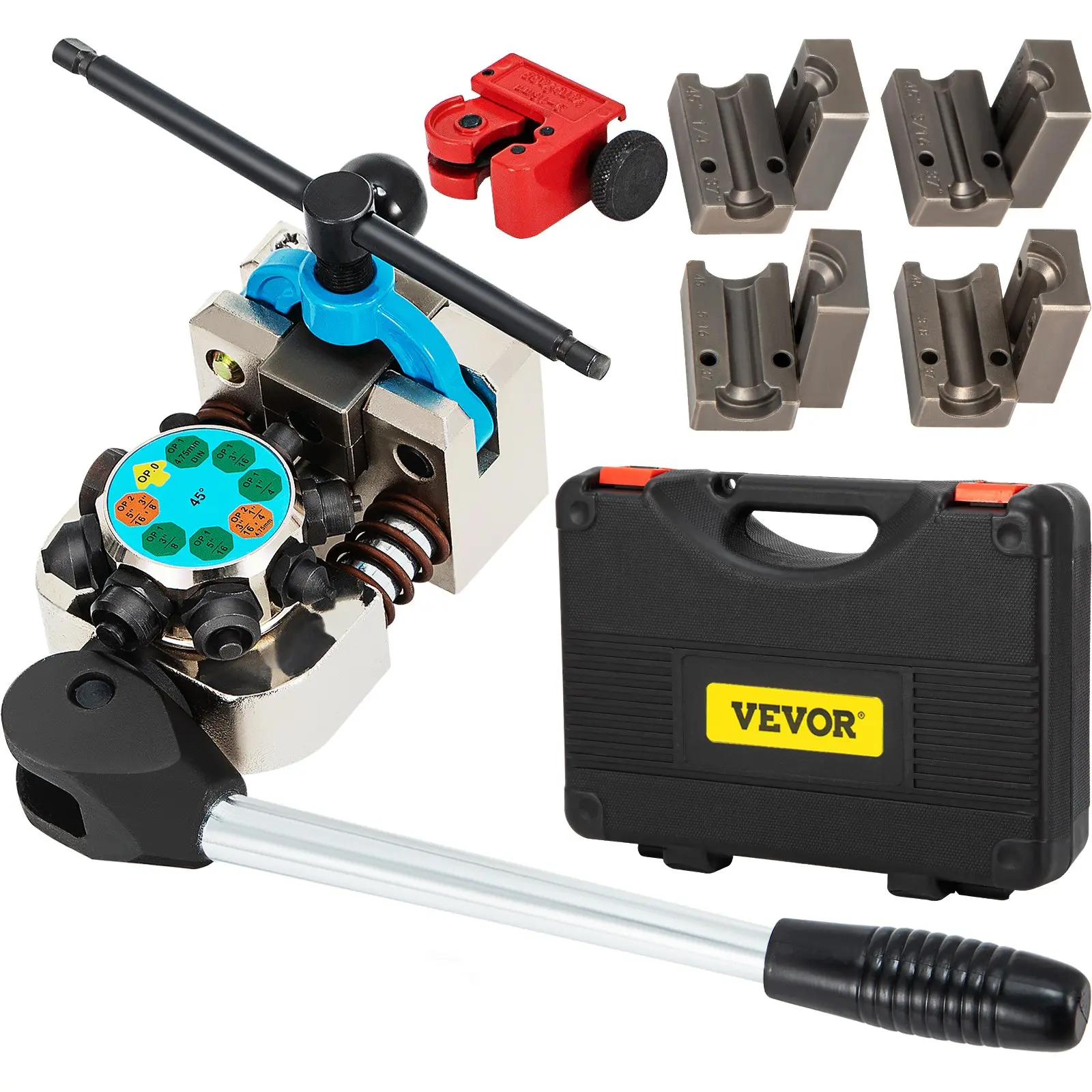 VEVOR Brake Line Flaring Tool, 45 Degree Single, Double, and Bubble Flares for 3/16\", 1/4\", 5/16\" and 3/8\" Tube Size, Suitable for Soft Metal of Copper Lines