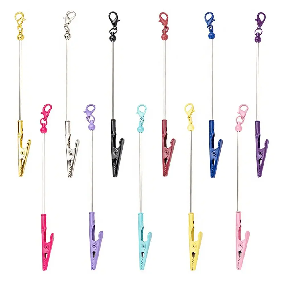 28pcs/14pcs/22pcs/11pcs Beadable Blank Name Card Holder Clips with Lobster Clasps, DIY Beaded Craft Accessories, Creative Gift Set Id Card Decoration