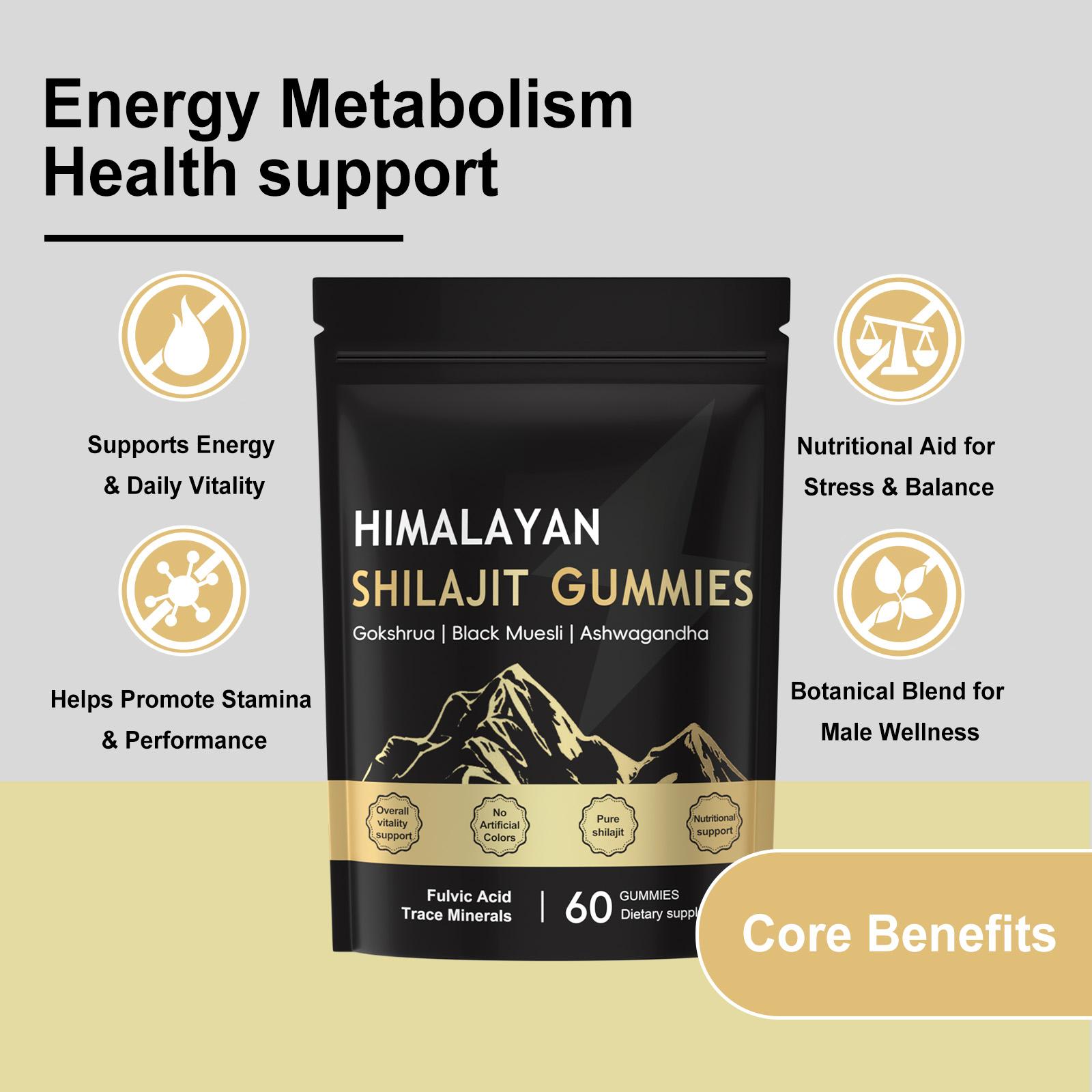 【GRAB 3 NOW】Shilajit Gummies With Ashwagandha, Gokshura & Black Ginger，Daily Care Support for Enhancing Physical Energy Vitality Supplement，shilajit for men Healthcare， Dietary Fitness | 60 Gummies |