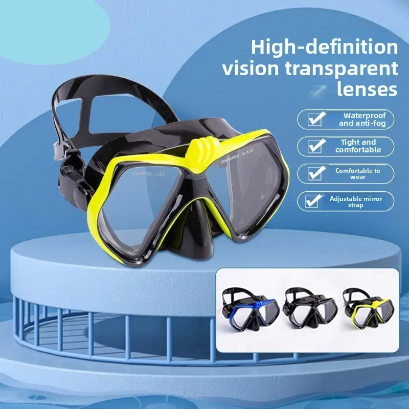 High-definition diving goggles for adults, universal diving mask, high-definition diving mask with camera mount, snorkeling mask