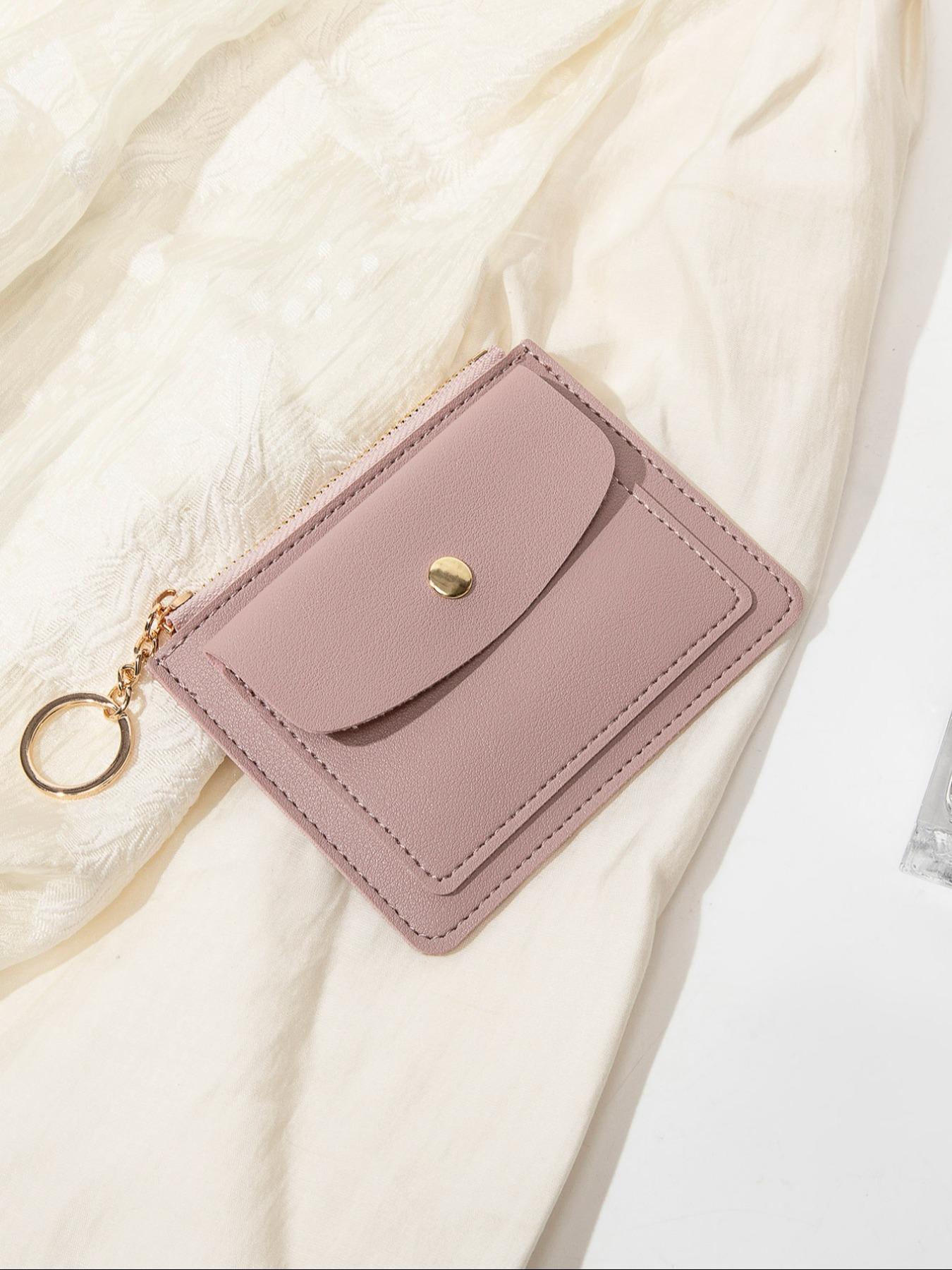 Women's Minimalist Casual Plain Color Zipper Short Wallet, Fashionable Card Holder, Casual Trendy Versatile High-quality Daily Wallet, Minimalist Wallets