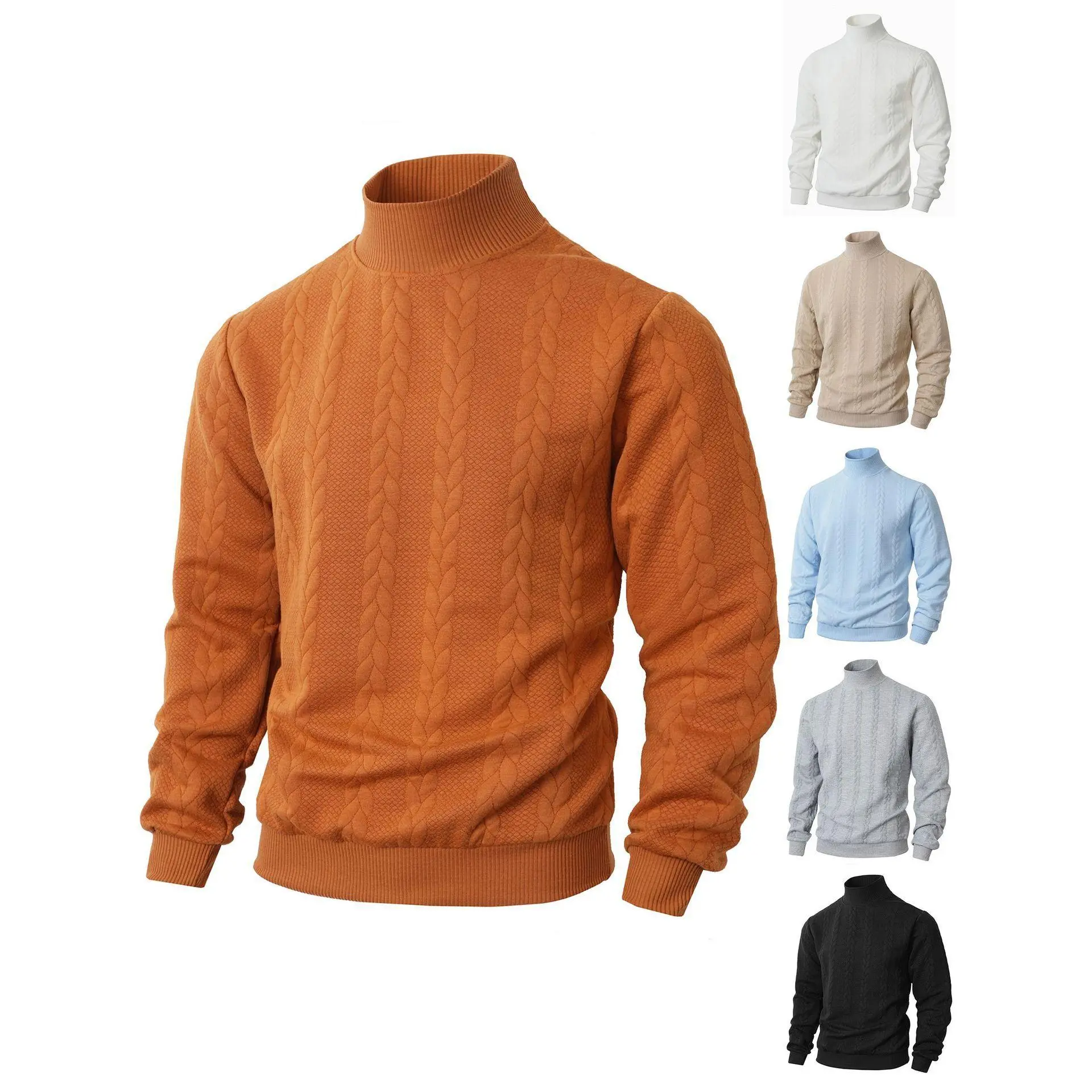 Men's Fashion Turtleneck Sweater, Long Sleeve Cable Knit Pullover for Fall Winter, Soft Casual Knitwear Top for Smart Casual and Everyday Looks, Mens Gifts, Knitwear, Gifts For Boyfriend