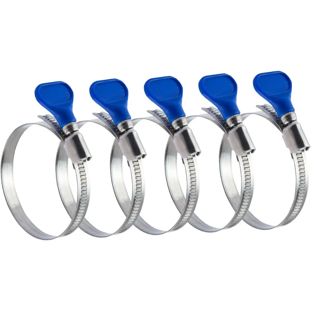 2-1/2 Inch Key Hose Clamp, Adjustable Stainless Steel Hose Clamps for Dust Collector and Dryer Vent Hose, Worm Gear Clamp, 5 pack