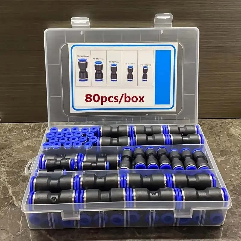 New Pu4/6/8/10/12/14/16 Pneumatic Quick Connect Fittings, Push-In Air Tube Connector, Rapid Release Adapter, Pipe Coupler