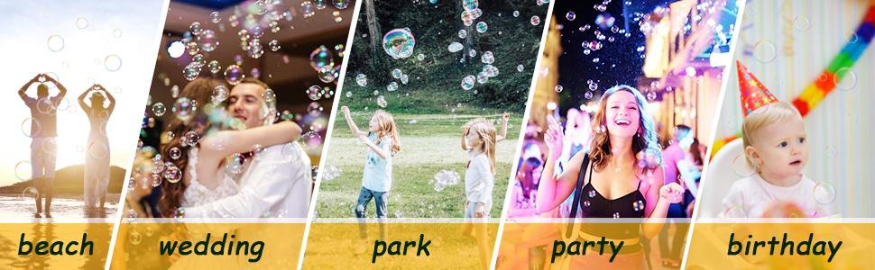 Metal Portable Multifunctional Bubble Making Machine, Professional Automatic Bubble Maker with High Output for Outdoor/Indoor Use, Wireless Remote Control (Black)