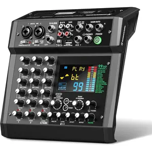 6  Audio Interface Mixer Sound Board 99 DSP Digital Effects With 48khz/24bit  USB Rac Interface As Mp3 Player Audio Mixer   /off For Karaoke Dj Studio Streaming Recording