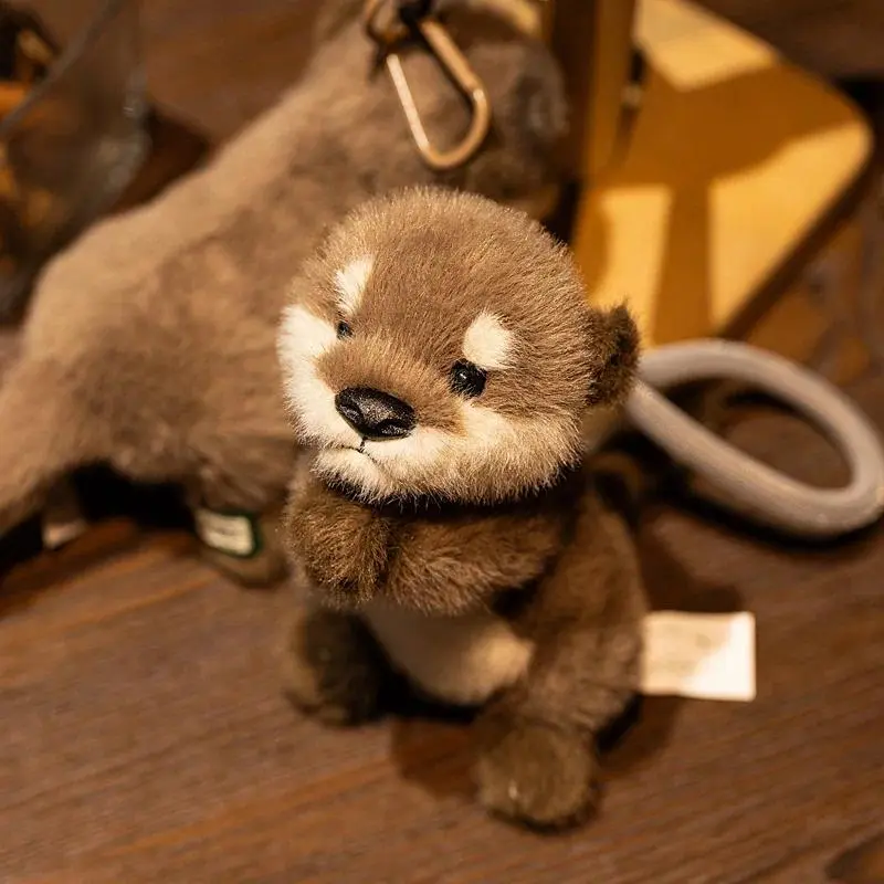 15cm Kawaii Simulation Otter Plush Toys Stuffed Realistic Wild Animal Doll Soft Anime Creative Hand Magnet for Kids Gifts Decor