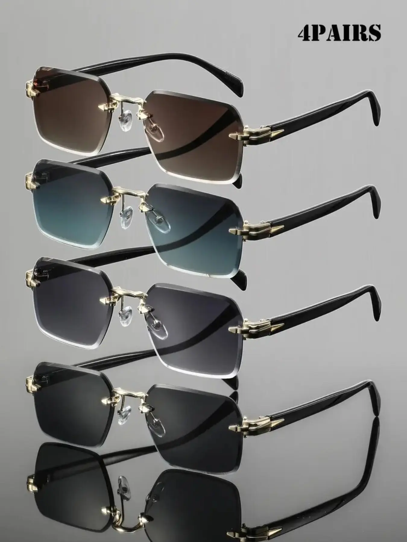 Unisex Metal Square Frameless Cut Edge Glasses, High-Quality Fashion Decorative Eyewear, Vintage Style, Durable Design, Perfect Gift, Fashion Sunglasses, Square Rimless Sunglasses
