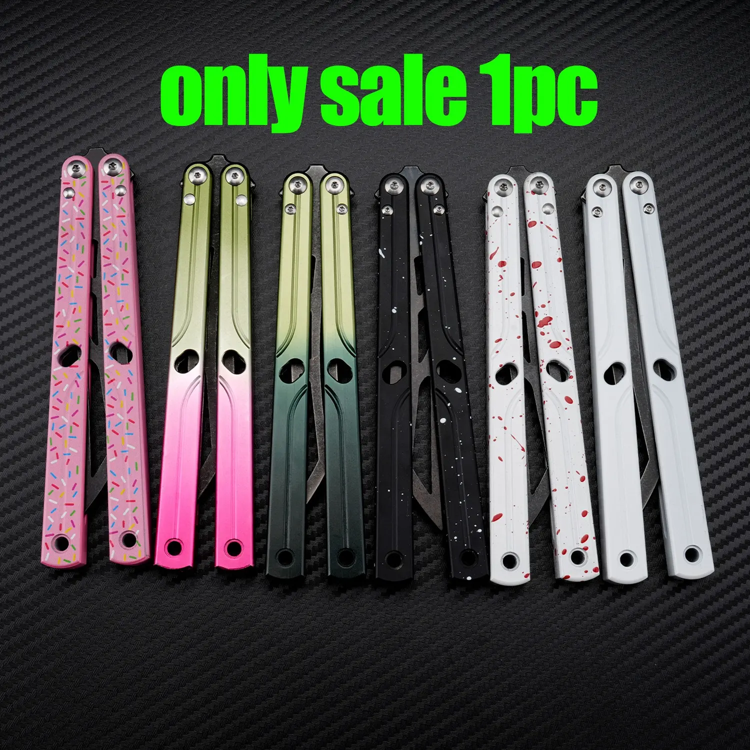 Multicolor Butterfly Trainer, Blade-Free Safe Practice Knife, Stress Relief Toy, Collectible Plaything, No Blades, Tool Type