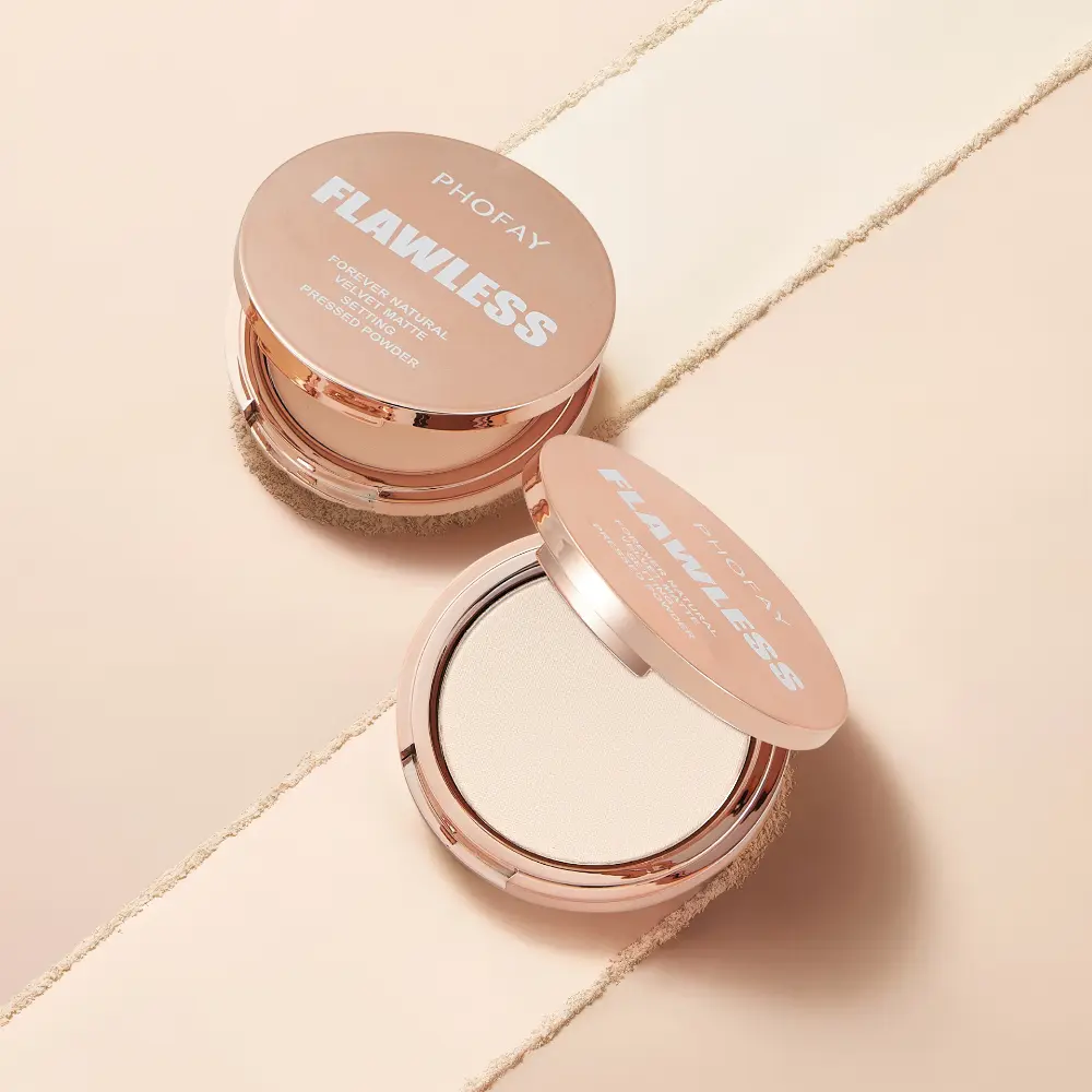 PHOFAY Matte Setting Pressed Powder 8g, Flawless Matte Finish Face Powder, Oil Control Setting Powder for T-Zone, Lightweight Smooth Natural Coverage, Wear Alone or Over Foundation