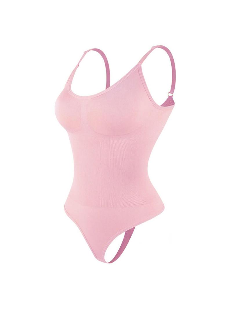 Women's Solid-Color Adjustable-Strap Shapewear Bodysuit, Tummy-Control Spaghetti-Strap Slim Shaper, Seamless Underwear for Women, Invisible Shaper