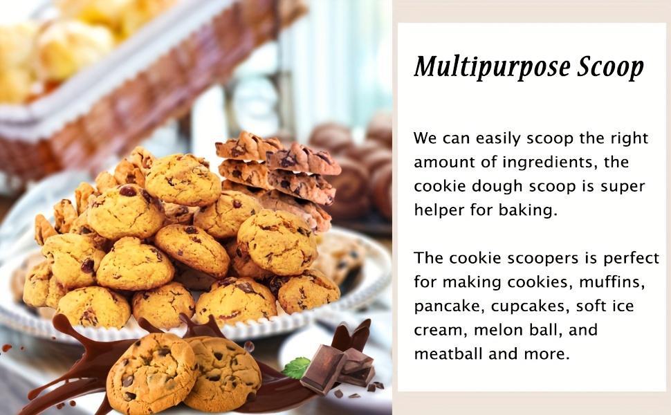 1/3pcs Stainless Steel Cookie Scoop Set with Non-Slip Rubber Handle, Uncharged Power Mode, Includes 1/2/3 Tablespoon Sizes, 18/8 Baking Scoops with Trigger Release for Ice Cream and Cookie Dough.