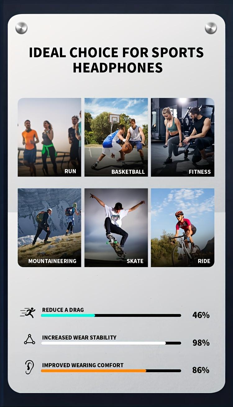 True Wireless Bone Conduction Headphones, 2025 Upgrade Open-Ear Earphones, Type-C Charging Long Battery Life, Sports Earbuds with Built-In Mic for Hiking, Workouts, Running, Gift, Black, Wireless Headphones