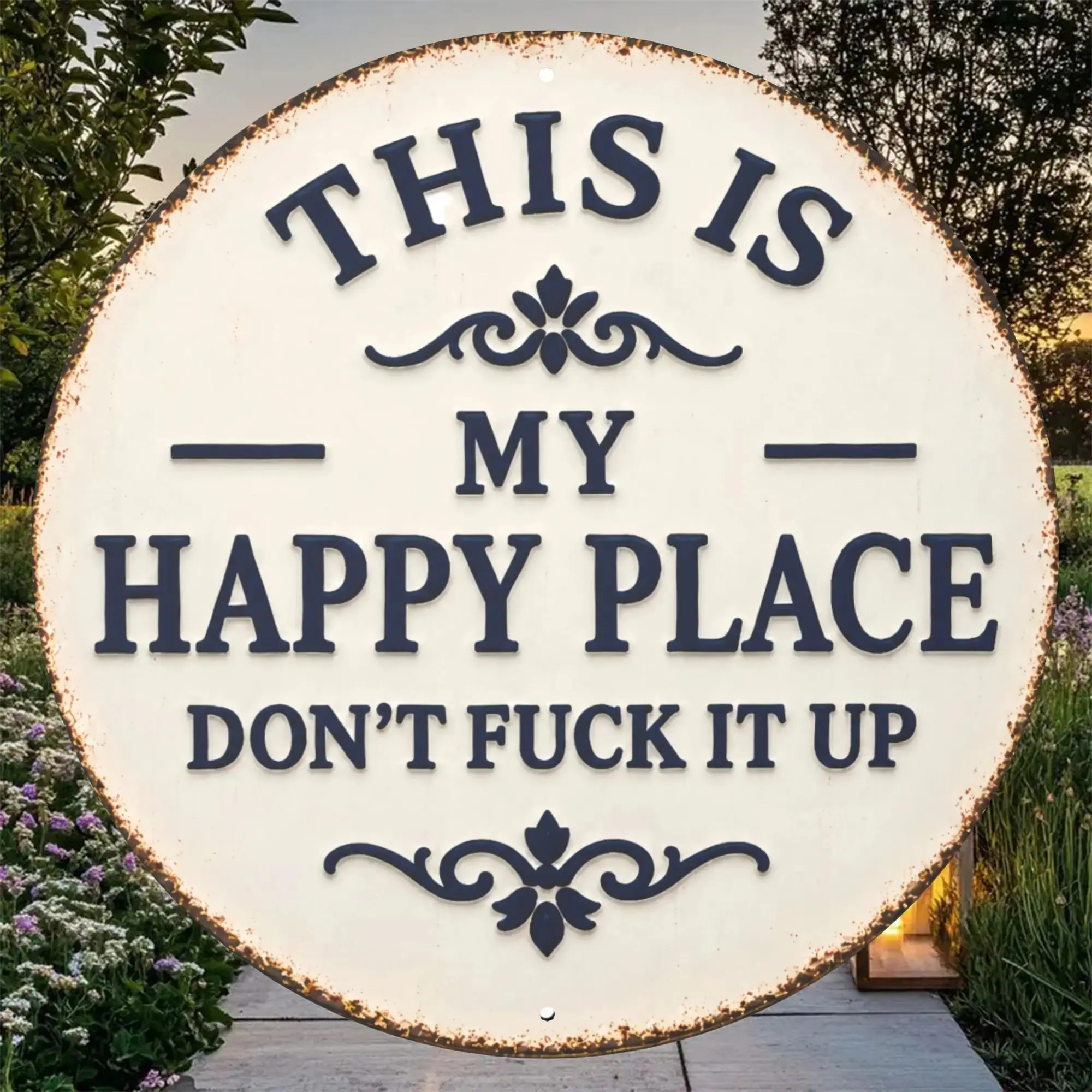 Welcome to My Happy Place Wall Decor Metal Sign | Farmhouse Home Wall Art Plaque | Unique Gift for Mom, Friends & Family | Bedroom, Kitchen, Bar Deco,SummerVibes