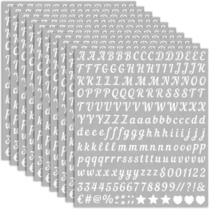 10 Sheets Small Letter Stickers - 0.5 Inch Handwritten White Vinyl Self Adhesive Alphabet Number Stickers Stick on Letters for Arts Crafts Outdoor Sign Wall Mailbox Windows Doors Car Poster Board