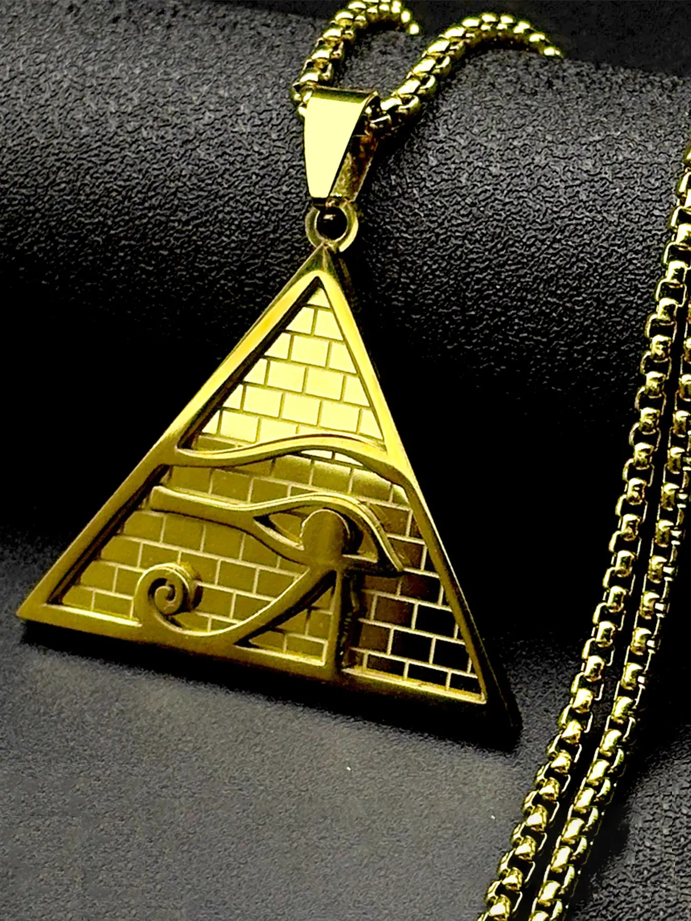 Egypt Pyramid Eye of Horus Pendant Necklace Men Jewelry for Women Men Stainless Steel Gold Color Ancient Egyptian Amulet Gift