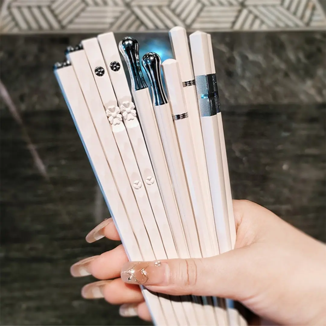 5 Pairs Luxury Simple Chopstick Set, Available in, Blue, Ideal for Home and Restaurant Use, Non-Disposable