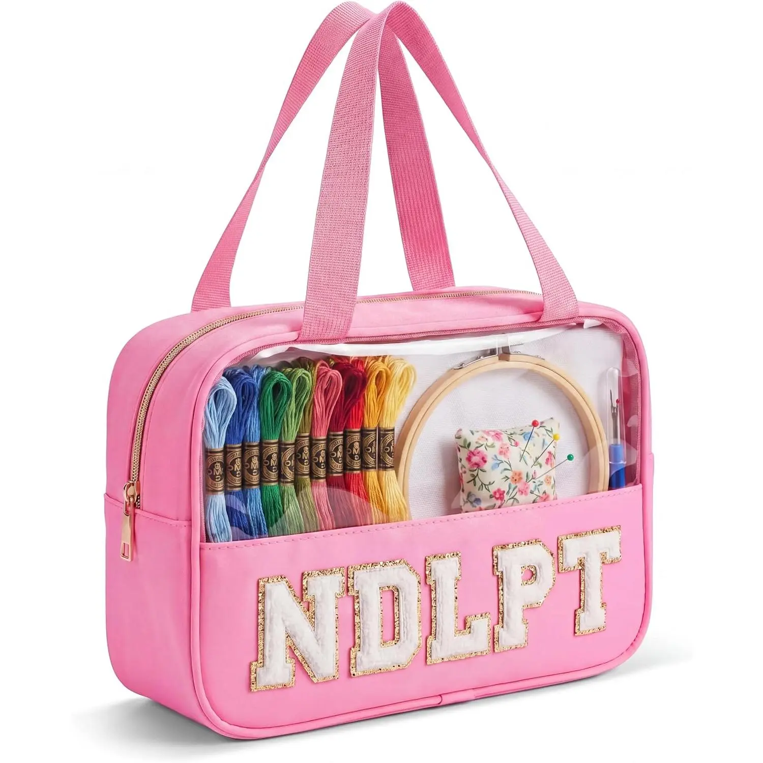 Needlepoint Project Bag Sewing Gifts Embroidery Sewing Bag Craft Storage Organizer NDLPT Clear Zip Pouch Bag