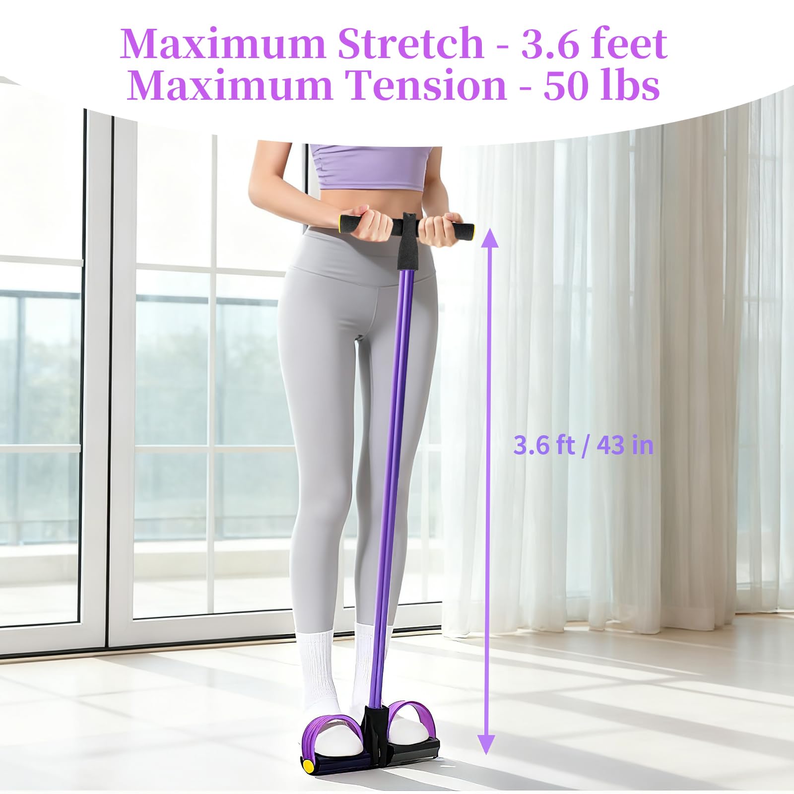 Pedal Resistance Bands with Handles, Upgrade 6-Tubes Manual Tension Training Pedal,  Multifunction Fitness Bands for Abdomen, Waist, Arm, Leg
