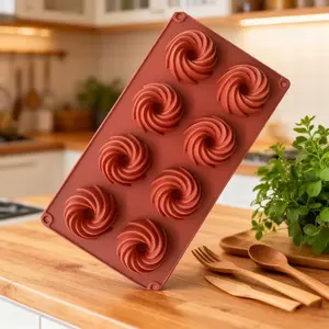 1pc for Creating a Whirlwind Swirl 8-Hole Donut Mold, Perfect for Homemade Cookies, Cakes, Chocolates, And Ice Cubes