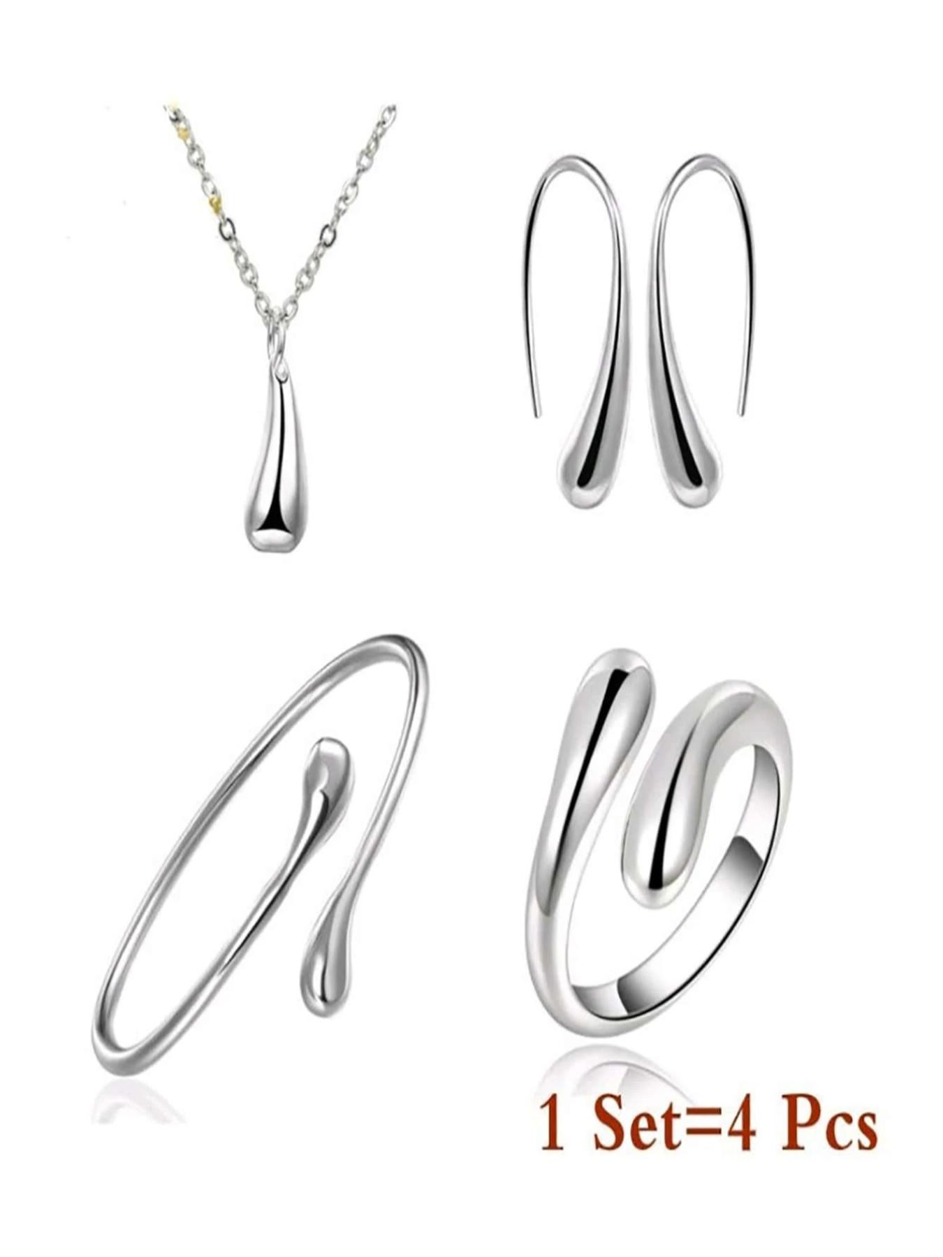 Summer Elegant Fashion Jewelry Set Include Bangle & Pendant Necklace & Ring & Earrings, Trendy All-match & Exquisite Jewelry for Party, Daily Clothing Decor Summer Elegant Fashion Jewelry Set Include Bangle & Pendant Necklace & Ring & Earrings, Trendy All-match & Exquisite Jewelry for Party, Daily Clothing Decor